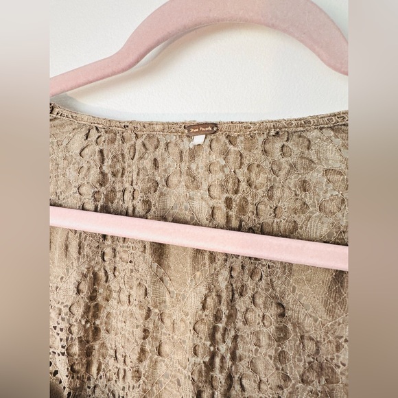 Free People Confection Brown Taupe Long Sleeve Blouse Top L - Picture 5 of 7